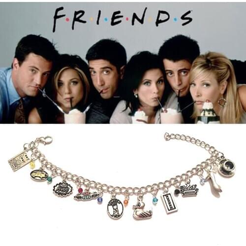 Friends Serie TV Amici Ross Pivot Chandler Joey Rachel Monica Phoebe Cook Book Central Perk Charm Bracelet Christmas Jewelry