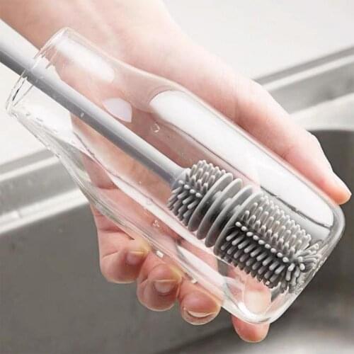 Silicone Cup Brush With Long Handle Drink Wineglass Bottle Glass Cups Washing Cleaning Sponge Brushes Cleaner Kitchen Supplies
