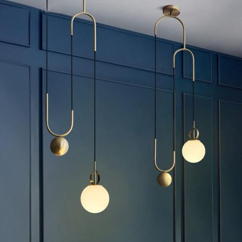 Pulley pendant pendant nordic light restaurant pendant light designer creative personality bar gold lifting glass ball lamps