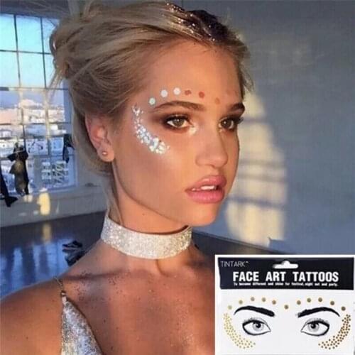 Flash Metallic Waterproof Tattoo Gold Silver Women Fashion Henna Face Freckle Temporary Tattoo Carnival Party Sticker