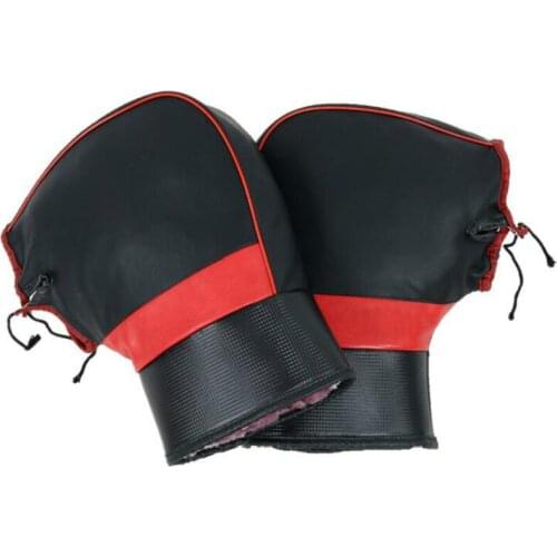 1 Pair Universal Motorcycle Gloves Bike Handle Bar Gloves Pu Leather Winter Warm Scooter Bike Windproof Handle Bar Protector