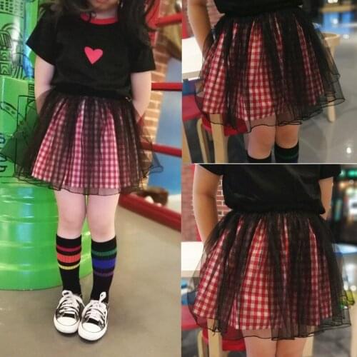 Checked Lattice Pattern Children Tutu Girls Skirts Print Tutu Skirt Girls Summer Kids Clothes Toddler Baby Girl Cotton Skirts