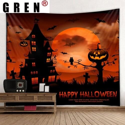 GREN Halloween Tapestry Wall Rugs Wall Hanging Fabric Mural Background Cloth Towel Beach Fabric Blanket Bedroom Home Bar Decor