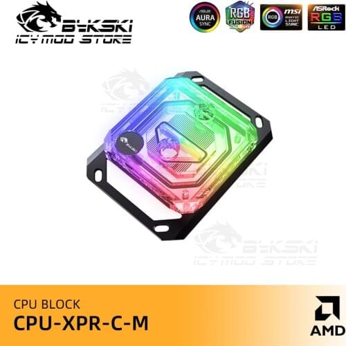 Bykski AMD CPU Water Block Copper Transperant For Ryzen 3/5/7 X470 X570 CPU Cooler Copper Heatsink RGB 12V/5V MOD CPU-XPR-C-M
