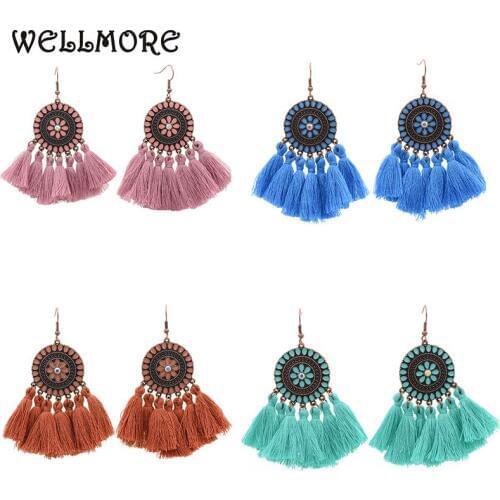 WELLMORE vintage tassel dangle drop Earrings for Women Wedding Jewelry Fashion Alloy Statement Earrings Wholesale drop shipping