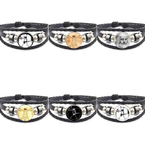 EJ Glaze For Girls Handmade Gift Leonardo da Vinci The Vitruvian Man Luxury Brand Jewelry With Glass Cabochon