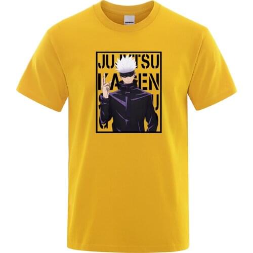 Funny Gojo Satoru T Shirt Jujutsu Kaisen Anime T-Shirts Mens Summer Vintage Vintage Mens XS-3XL Casual Harajuku Tees Tops