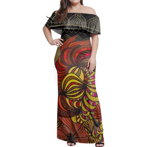 HYCOOL Off Shoulder Bodycon Dress 2020 New Arrival Summer Women Polynesian Tribal Sexy Loose Dress Club Evening Party Dress