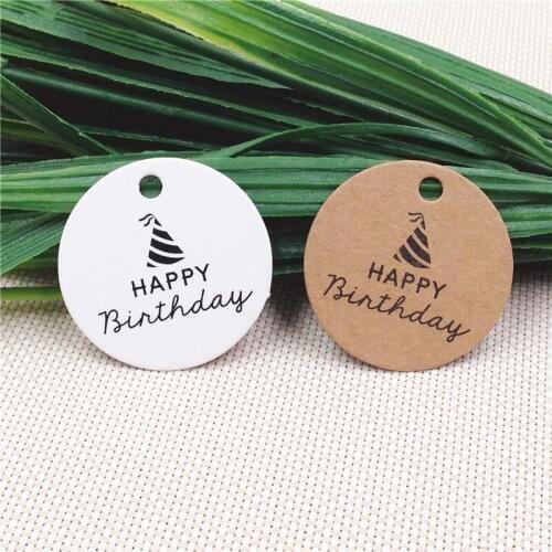 100Pcs/Lot 3*3cm Round Handmade Kraft Paper Hang Tags Mark Gift Paper Tags Festival Party Decorate Tags