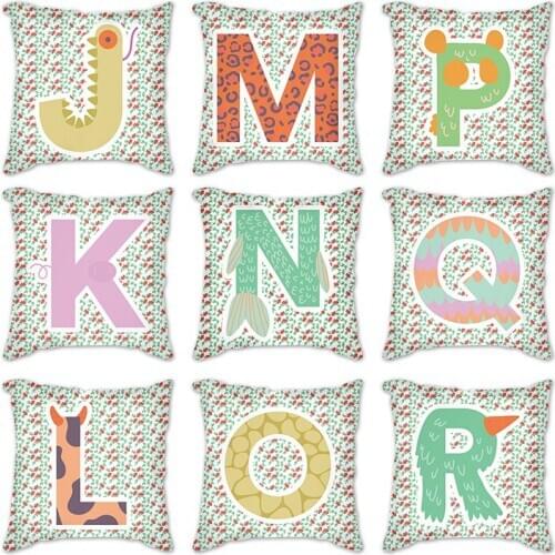 26 creative English letters Waist Throw pillow case sofa Orange Cushion Covers for Sofa Car Couch Seat decorative pillow covers