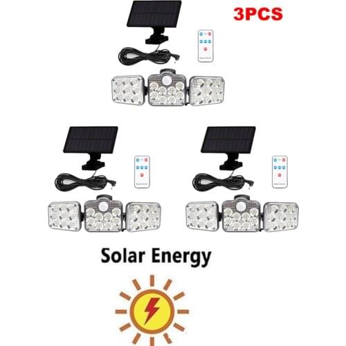 3pcs 138 led seperable remote 3 Modes Solar Light Outdoor Solar Lamp PIR Motion Sensor Wall security Light Waterproof Garden Dec