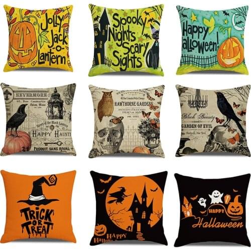 45*45cm Pumpkin Letter Print Pillow Case Happy Halloween Cushion Cover Car Seat Sofa Waist Throw Pillow Cases Home Decor