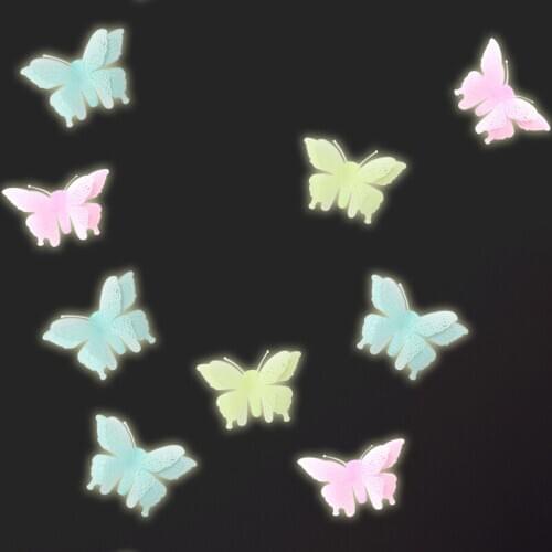 6PCS Decorative Luminous Double Layer Butterfly Sticker Wall Sticker Decoration Glowing In The Dark Children Kid Room Home Decor