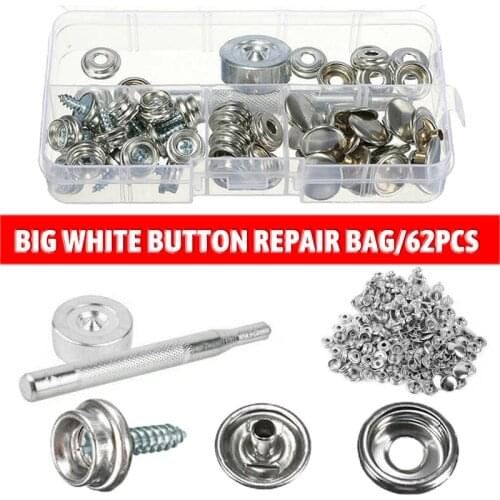 62pcs Stainless Steel Snap Fastener Buttons Screws Studs With Storage Box For Tarpaulin Tent Boat Cover Repair Kit