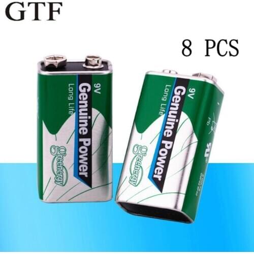 8pcs Super Duty 9V 6F22 Battery Dry Zn/MnO2 Battery for Digital Camera Remote Control Toy Smoke Alarm Microphone instrument CELL