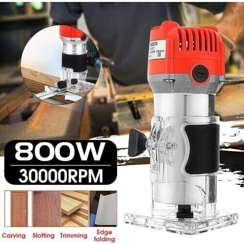 800W 33000rpm Woodworking Electric Trimmer Wood Milling Hole Engraving Slotting Trimming MachineHand Carving Machine Wood Router