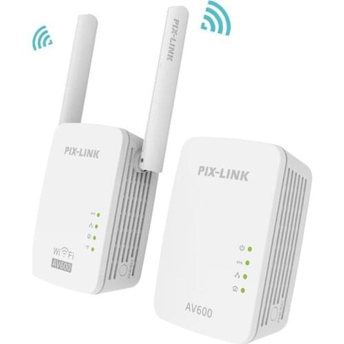 PIXLINK PL01 600Mbps Wireless Wifi Powerline adapter Router Extender KIT Network Power Line Ethernet Adapters Homeplug 1Pair