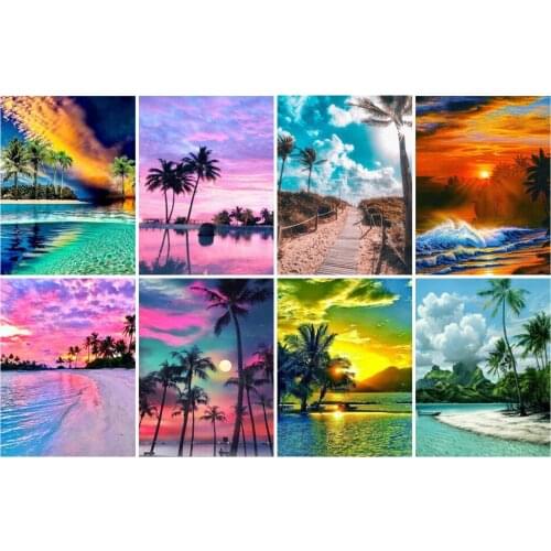 Yumeart Diamond Painting Full Square Seaside 5D Diamond Embroidery Sale Landscape Rhinestones Art Bead Picture Kits Home Decor
