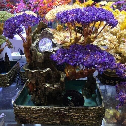 Big size natural Crystal Amethyst quartz gemMoney Tree Feng Shui Wealth Home Decor Gift& office decoration