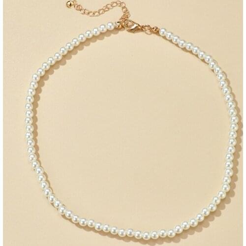 Vintage Style Simple Pearl Chain Choker Necklace For Women Wedding Love Necklace Fashion Jewelry Wholesale Clavicle Chain Trendy