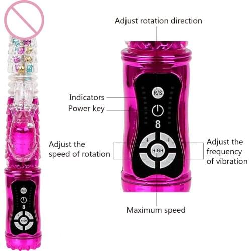 IKOKY 360 Degree Rotation Transfer Beads AV Rod Big Dildo Sex Toys for Woman 32 Frequencies Vaginal Massage Vibrators
