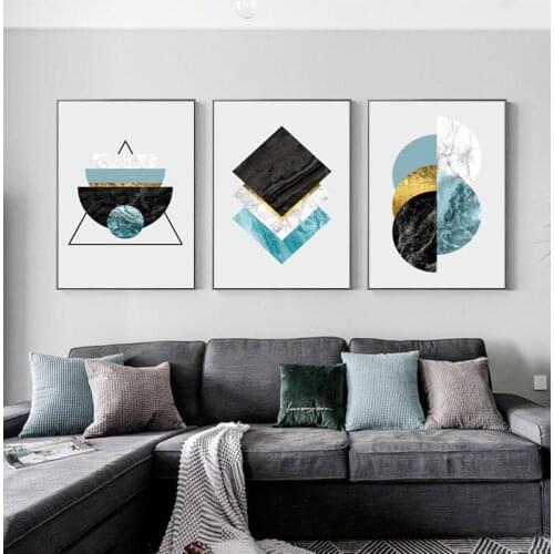 Geometric Graphic Colorful pattern Marble Nordic style Modern Wall Art Nursery Picture Canvas Painting for home porch Decor