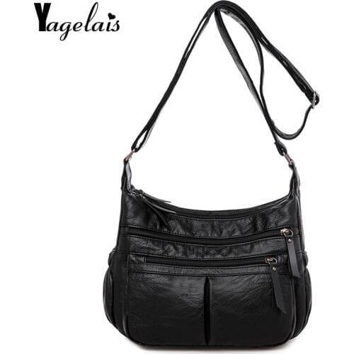 Hot Soft Leather Large Capacity Rivets Ladies Hand Bags Female Crossbody Bags for Women Shoulder Messenger Bags For Femme