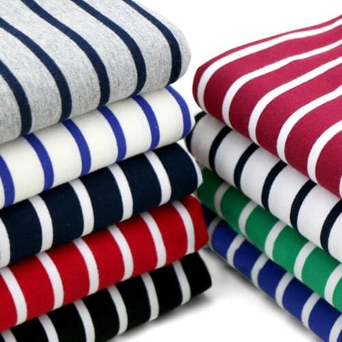 Cotton terry stretchy fabric striped cotton knitted fabric for DIY sewing apparel fabric