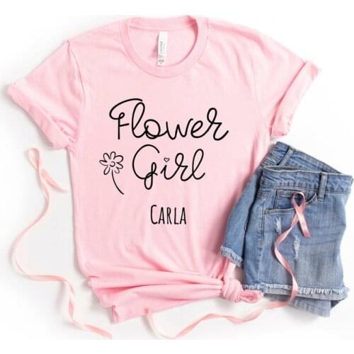 Flower Girl Wedding Shower Custom Bridal Party Girls Wedding T-Shirt Party Shirt Aesthetic Cotton O Neck Short Sleeve Top Tee