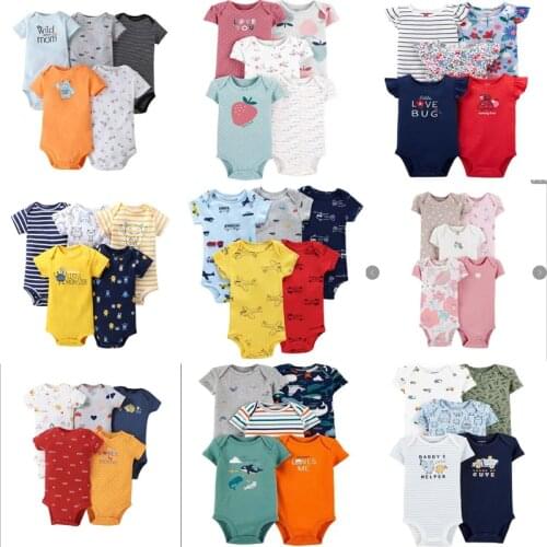 Cartoon Monster Baby Bodysuit Newborn Boy Girl Clothes New Born Short Sleeve Onesie Cotton Unsisex Body Clothing 2021 5PCS/SET