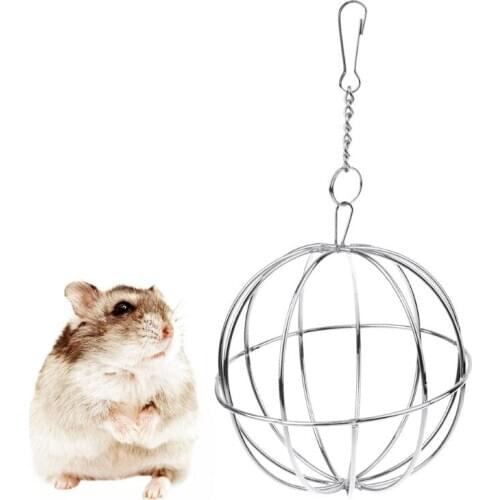 Stainless Steel Round Feeder Automatic Feeding Hanging Hay Ball Guinea Pig Hamster Rat Rabbit Pet Toy
