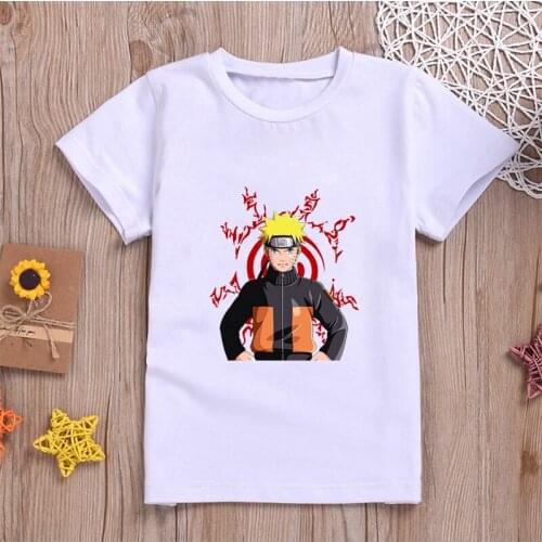 Summer New Style Naruto Kids T-shirt O-neck Cartoon Boys and Girls Uzumaki Naruto Tops Clothes Kids Casual Pure Color Modal Tee