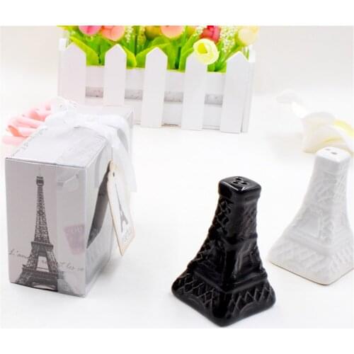Hot Selling Newest Romantic Effiel Tower Salt Pepper Shaker In Gift Box Wedding Baby Shower Favor Party Guest Gift 4 Boxes