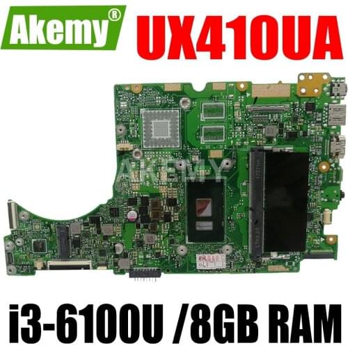 JIANSU UX410UA Motherboard For ASUS UX410UQ UX410UQK UX410UV UX410U RX410U Laotop Mainboard with i3-6100U CPU 8GB RAM