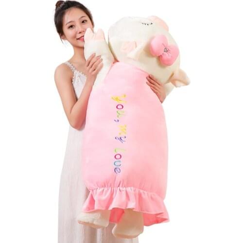 Dorimytrader Cuddly Pop Soft Fat Lying Pig Stuffed Toy Large Plush Anime Pink Pigs Doll Animal Pillow 100cm 120cm Gift for Girls