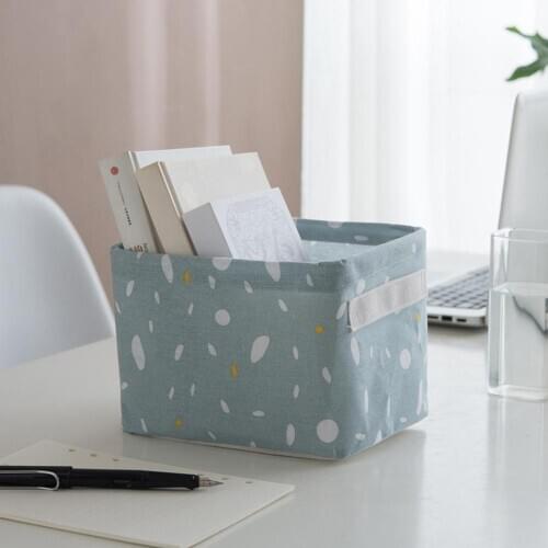 Fashion Folding Cotton Linen Storage Basket Desktop Sundries Cosmetics Box Organizer Bedroom Decoration