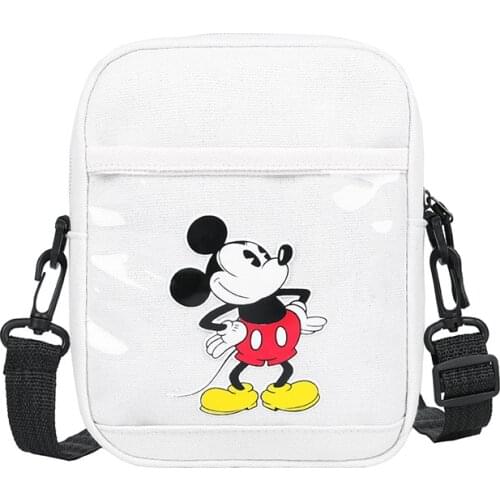Disney womens bag fashion cartoon cute Mickey Mouse print canvas bag literature Simple Shoulder Bag cross mobile phone bag