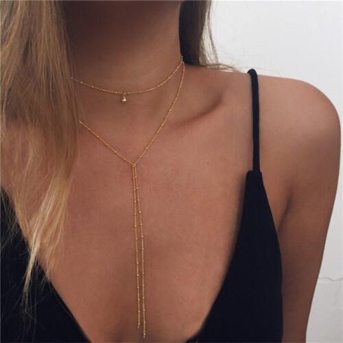 Lusion Jewelry Luxury Simple Layered Gold Silver Color Long Chains Choker Necklace Statement Boho Chunky Neckalces Accessories