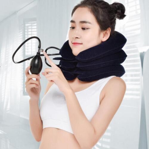Inflatable U-Shape Pillow Cervical Brace Neck Shoulder Pain Relax Support Massager Pillow Air Cushion Traction Soft