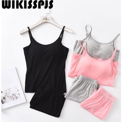 2021 Summer New Modal Womens Bra-t Bra Free Loose Fitting Housewear Pajama Set Women Women Loungewear Pajamas for Teen Girls