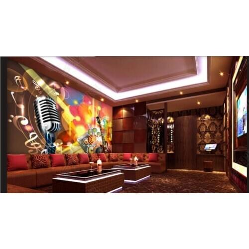 Custom photo wallpapers 3d murals wallpaper for walls 3 d Guitar microphone colorful music score bar ktv decoration background
