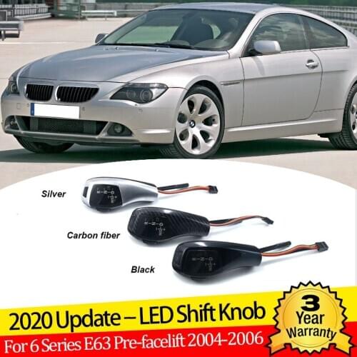 Carbon Fiber Black Silver LED Gear Shift Knob Shifter Lever for BMW 6 series 630i 630ci 645i 650i 2004-2006 Accessories