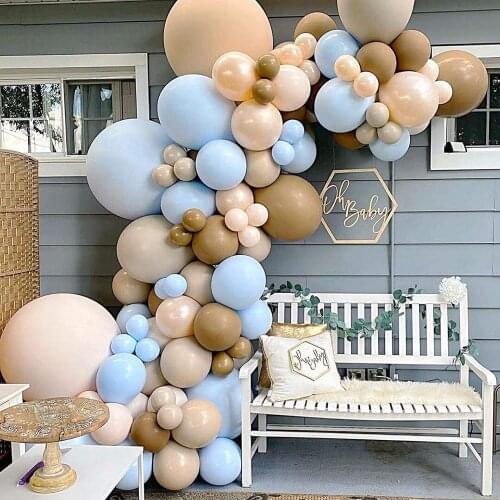 139Pcs/Set Khaki Blue Balloon Chain Latex Brown Coffee Balloons Birthday Party Decor Bride Wedding Decoration Baby Shower Supply