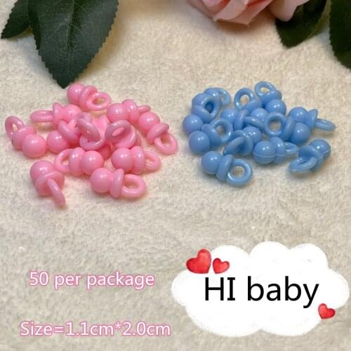 Blue / Pink 50pc a Lot Mini Pacifier Baby Shower Cake Decoration Birthday Gift DIY Mini Pacifier Party Decoration -C