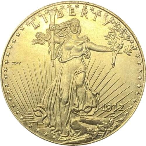 United States of America 20 Dollars Saint-Gaudens - Double Eagle with motto 1912 Brass Metal Copy Coin