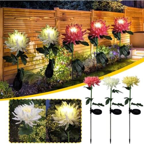 LED Solar Artificial Chrysanthemum Light Outdoor Waterproof and Real Flower Lawn Light Suitable for Courtyard Garden Decoration