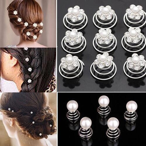Items! 12x Wedding Bridal Hair Pins Rhinestone Twists Coil Flower Swirl Spiral Hairpins