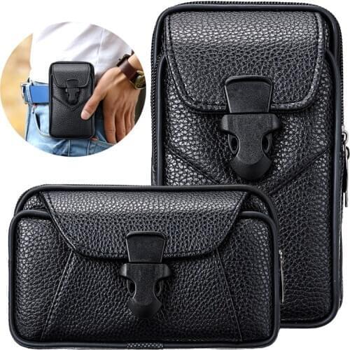 Universal Mobile Phone Bag Leather Waist Bag Belt Clip Holster Case for iphone 12 6 6s 7 8 plus within 6.8inch phone Pouch