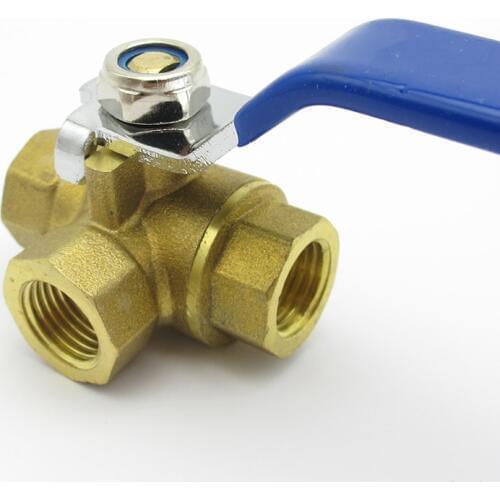 1/4" 3/8" 1/2" 3/4" 1" BSP Female Thread Full Port L-Port Three Way Brass Ball Valve Connector Adapter For Water Oil Air Gas