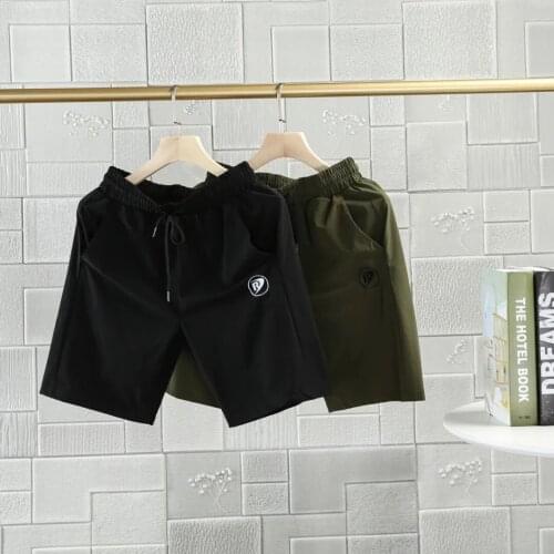 High-quality summer new embroidered micro-standard stretch ice silk quick-drying fabric mens sports jogging pants M-2XL